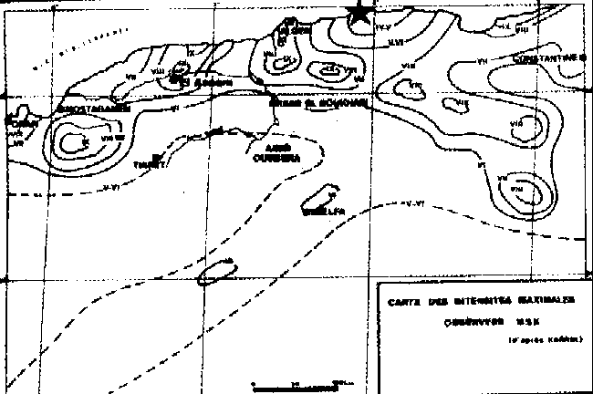 carte des intensités maximales observées