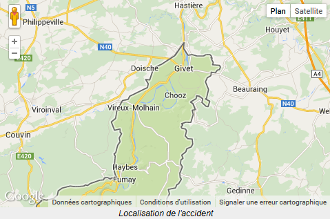 plan de situation de la centrale de Chooz par rapport � la Belgique...